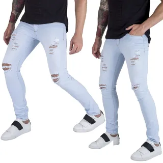 Linha Premium Calça Masculina Skinny Jeans bAllAd com Elastano - AZUL AÇO JEANS