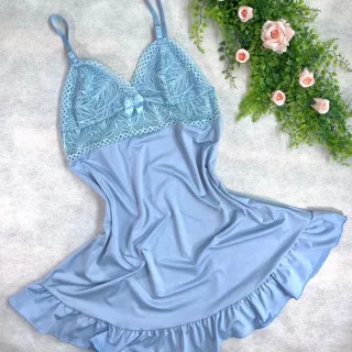 Pijama de Renda Linha Noite Sem Bojo - Rubro