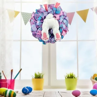 Decoração de Parede Floral com Cabide de Coelho para Páscoa - 5