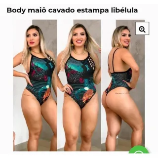 Moda Praia Feminina Maiô Preto Premium - Libélula cavado alça 36/40