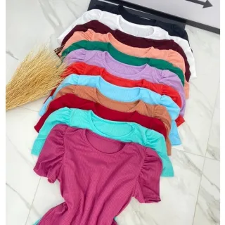 Blusinha Feminina Manga Curta Canelada Princesa - Kit com 5 Blusas