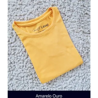 Malha Penteada Algodão Lisa: Camisetas Femininas em Diversas Cores - Azul Denin