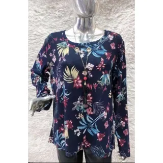 Colar Blusa Manga Longa Plussize - Ref:M0056 - azul verde com diversos