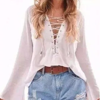 Cordão Ilhos Manga Longa Flare - Kit com 2 Blusas - -