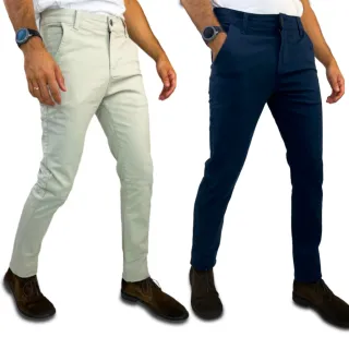 Kit Social Slim Masculino: 2 Calças de Alfaiataria Esporte Fino com Bolso Embutido - 1 PRETA + 1 CAQUI