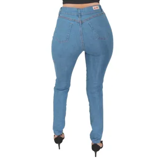 Promoção Moda: Calça Jeans Feminina Cós Alto Levanta Bumbum - Azul Claro