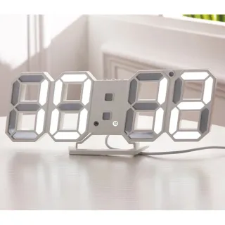 Decoração Quarto Relógio Digital 3D Parede Mesa Branca Recarregável - Azul