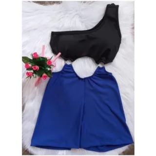 Macaquinho fitness academia curto com bojo alça única argola - Estampa 05