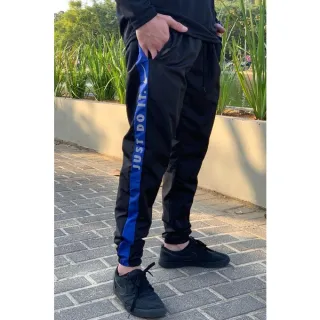 Treino Elastano/Tactel Calça Esportiva Masculina - PRETA COM LISTRA BRANCA