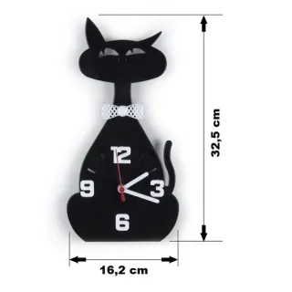 Preto Gato Relógio de Parede - Único