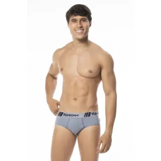 Kit 3 Peças Cueca Slip Listrada Algodão - Keeper - Elástico Aparente - M