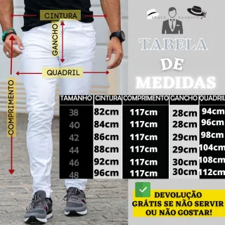 Calça Branca Esporte Fino Masculina Slim Fit Moderna - Preto