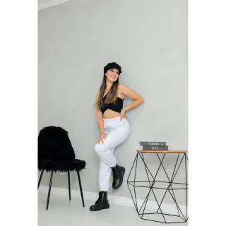 Quentinha Calça Jogger de Moletom Fanelado Grosso - Preta