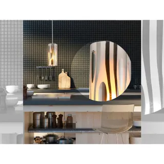 Pendente Lustre Luminária Zibra Taschibra em prata com vidro trabalhado para 1 lâmpada - Único