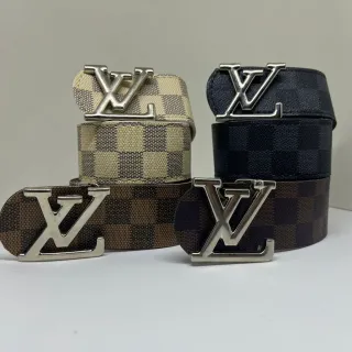 Liso Importado Unissex Xadrez Couro Social Cinto - Dourado - Marrom