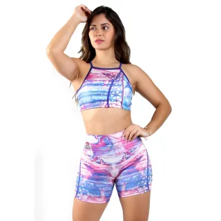 Conjunto fitness com estampa sublimada - Top e bermuda - ESTAMPA-N° 4