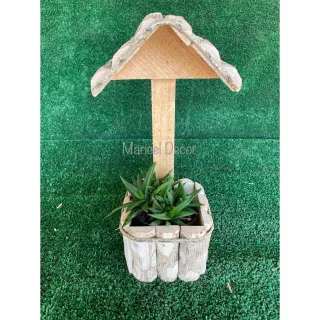 Cachepô Casinha Madeira Café Rústico 29x12cm - Promoção - Único