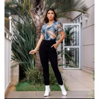 Estampa digital em conjunto feminino com manga princesa - Preto/zebra