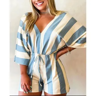 Modinha Curto Feminino Listrado Macaquinho