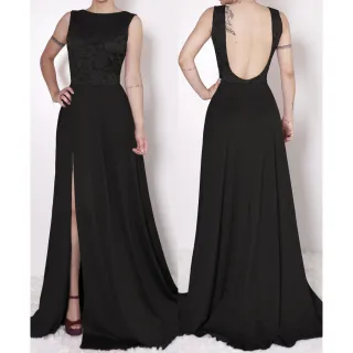 Fenda Vestido Festa Longo Renda Busto com 247 - Verde Tiffany