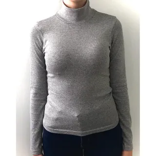 Kit blusas manga longa gola alta em algodão e elastano - M 38-40