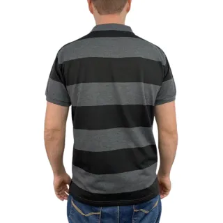 Camisa Masculina Polo de Malha Piquet, Manga Curta - PRETO COM CHUMBO