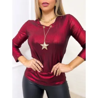 AB7076- P0020 Blusa manga longa - Prata/Preto