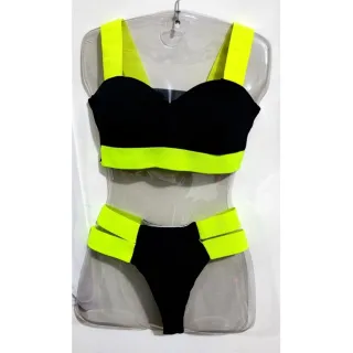 Tendência Blogueira: Biquíni Feminino Neon com Elástico - Onca (Elastic Amarelo/Laranja)