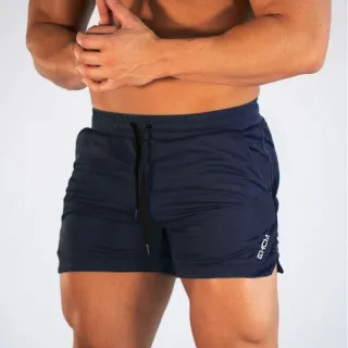 Calças Curtas Praia Correndo Roupas Esportivas Fitness Ginásio Treino Homens - Navy blue