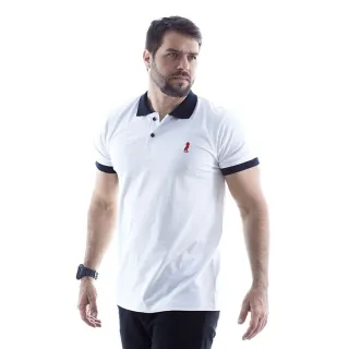 Camiseta Polo Bordado Madri Branca 100% Algodão - Tora Bora - Branca