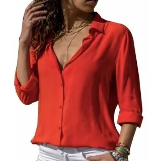 Camisa Social Feminina Lisa Manga Longa Premium - Raryel - Branco