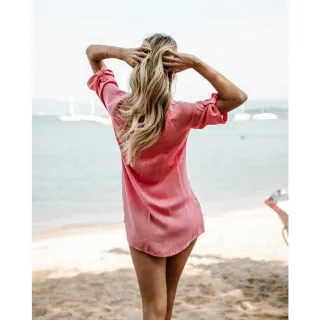 Camisão Manga Longa Max Verão Leve Praia Saida de Camisa Chemise - Branca