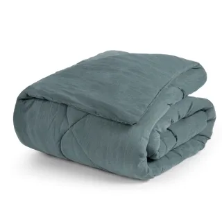 Edredom Dupla Face Queen Casal 01 Peça Toque Macio Micropercal 200 Fios - AZUL GRID