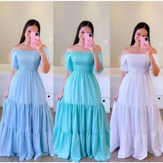 Vestido Evangélico Ciganinha Longo de Manga Bufante - Moda Feminina - Vinho