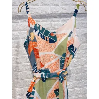 Lançamento primavera verão 2020-27: Vestido longo feminino estampado com bojo - 2020-09 Azul