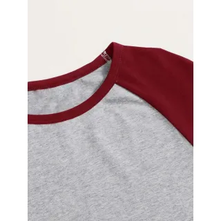 Moda Feminina Camiseta Raglan Cropeed Duas Cores - CINZA MESCLA / AZUL MARINHO