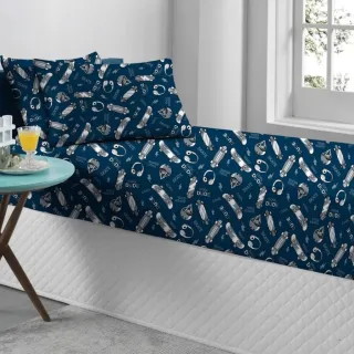 Lençol Infantil Solteiro em Malha com Elástico - Jogo de Cama Antialérgico - Algodão - Super Game