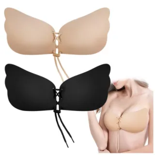 Sutiã Invisível Pushes Up Sem Alças - Gel Sólidos Auto-Adesivo - Bege