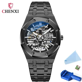 Relógios Automáticos Masculinos CHENXI: Marca Top, Aço Inoxidável Luminosos - Azul