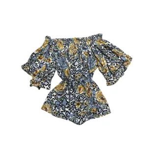 Blusa Feminina Cropped Ombro a Ombro Floral Elastex Onça - Vermelho