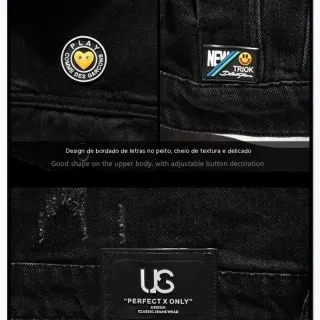 Jaqueta preta masculina slim fit com capuz em jeans stretch - Preto