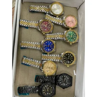 Relógio Rolex Luxo Masculino Dourado com Fundo Preto - Dourado