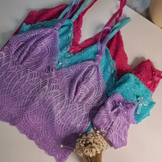 Conjunto Sexy Lingerie Feminino Renda Calcinha Shortinho + Sutiã Sem Bojo - SEM