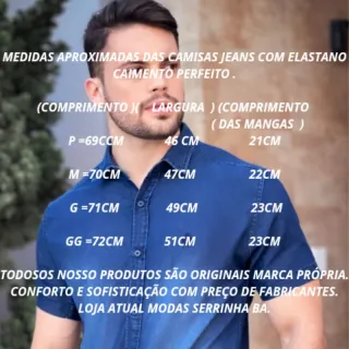 Pronta entrega! Camisa masculina manga curta slim fit jeans com elastano - jeans escura luxo.