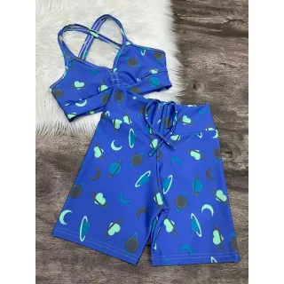 Top com Alça Dupla + Conjunto Fitness Short Com Cordão - 2