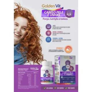 Golden Vit 60caps - Vitamina para Cabelo, Pele e Unhas - Único