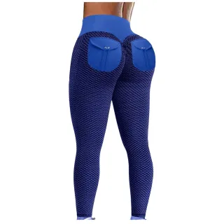 Calça Legging Esportiva Feminina Cintura Alta Bolsos Ioga/Fitness/Pêssego - Azul