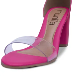 Sandália Confortável Feminina Salto Grosso Transparente Cristal - Off White/Cristal