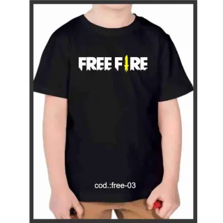 Jogos infantis camiseta Free Fire - roblox preto