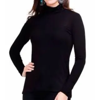 Segunda Pele Feminina Blusa Manga Longa Gola Alta Cacharel Suplex - Branco